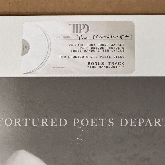 Taylor Swift The Tortured Poets Department Vinyl + Bonus Track "The Manuscript" - Picture 3 of 4